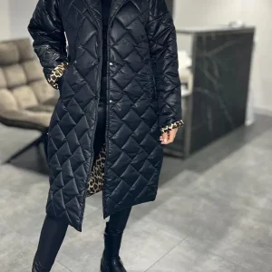 Énore | Manteau Hiver Femme Matelassé Réversible Mi-Long Élégant