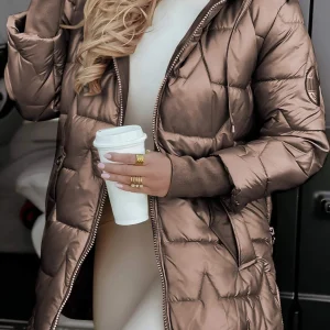 Génevieve | Manteau Long Femme Hiver Matelassé à Capuche – Élégant et Chaud, Idéal pour L'Hiver