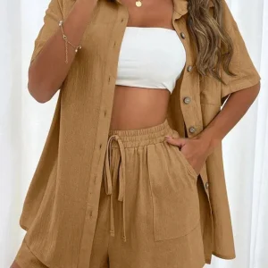 Nina | Ensemble Chemise Boutonnée Oversize et Short Décontracté pour Femme