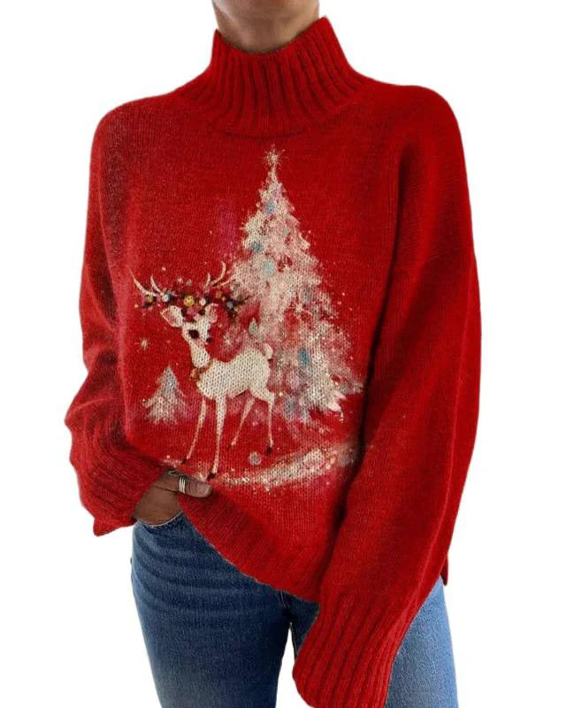 Diane | Pull à Col Roulé Loose-Fit pour Femme avec Imprimé Artistique – Image 7