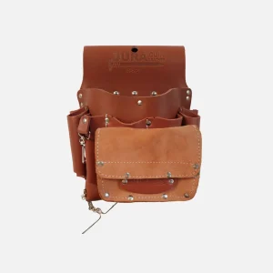 Porte-outils d'électricien en cuir – Poche avant avec rabat velcro