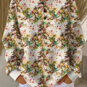 Danaé | Pull Femme Confortable en Maille Gaufrée avec Motif de Sapin de Noël