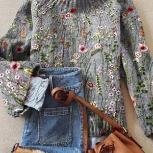 Naya | Pull Femme Vintage Floral en Tissu Chaud et Respirant