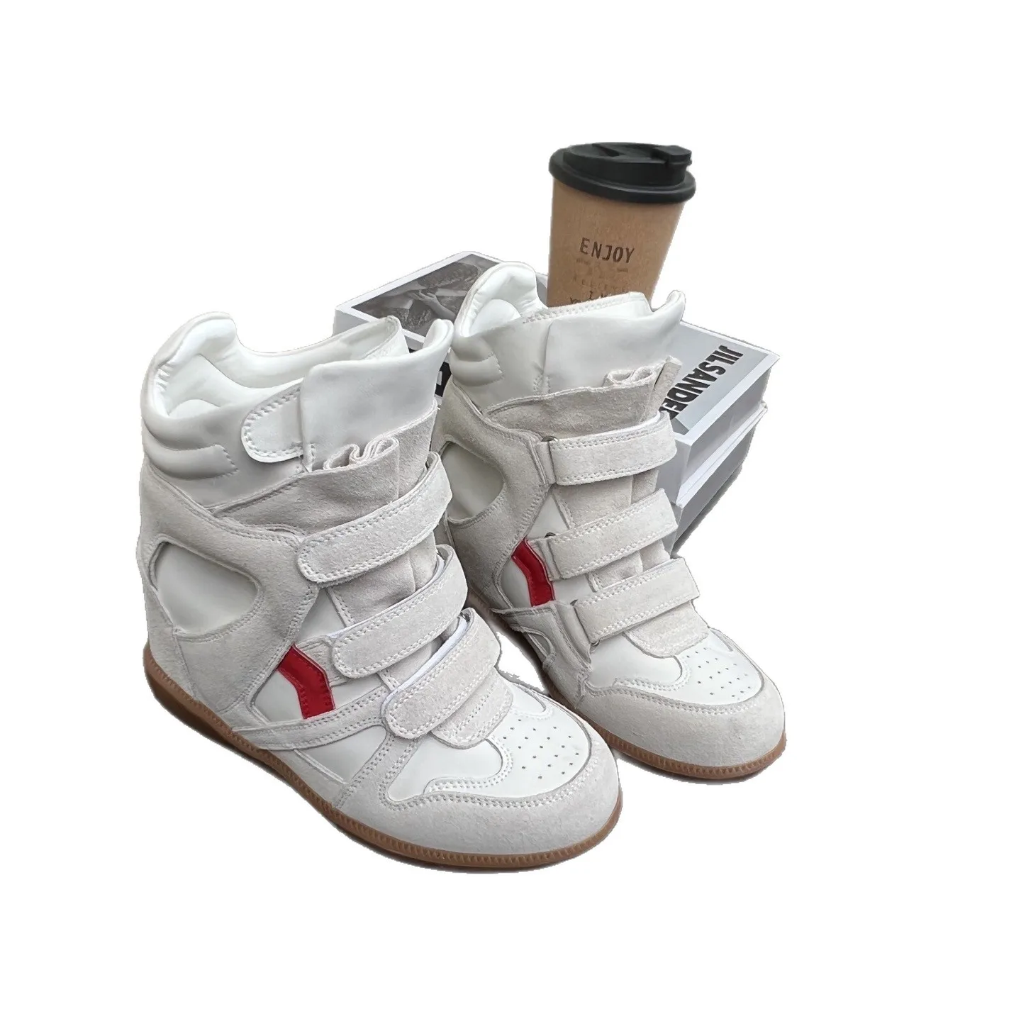 Baskets Montantes Femme en Cuir avec Scratch