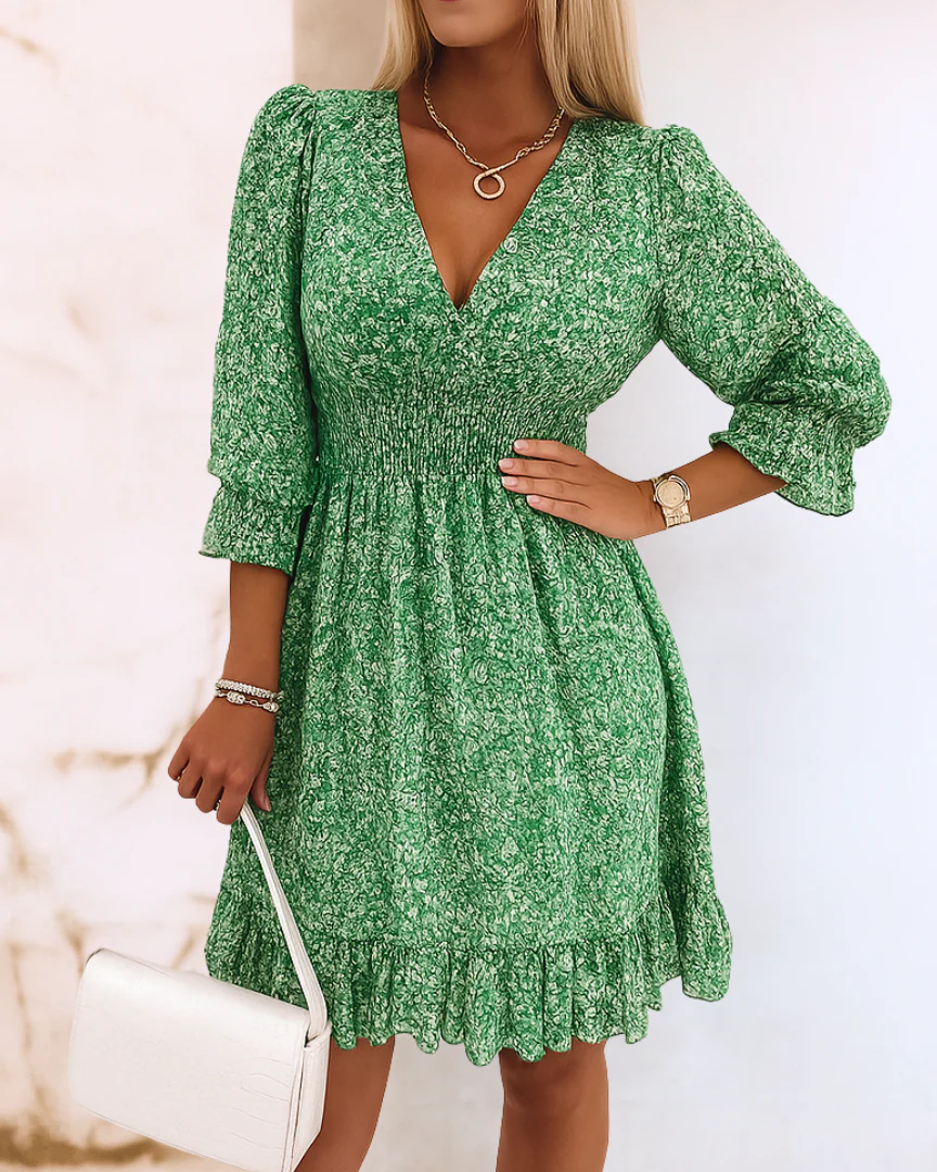 Sophie | Mini-Robe Fluide Imprimée à Col en V pour Femme – Image 2
