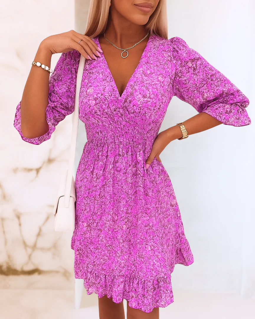 Sophie | Mini-Robe Fluide Imprimée à Col en V pour Femme – Image 4