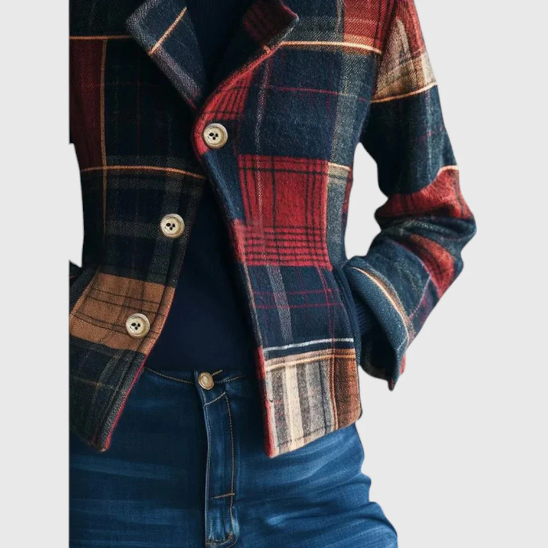 Aïda | Veste Femme Élégante à Carreaux pour Manteau Hiver – Image 3