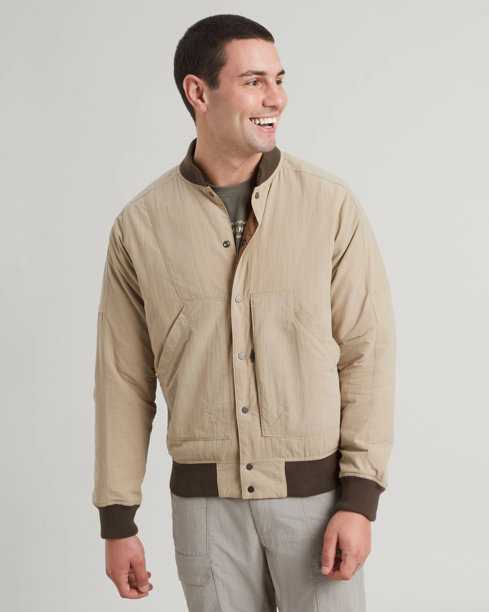 Bomber réversible TWO-Ways pour homme - Gris olive/Liqueur