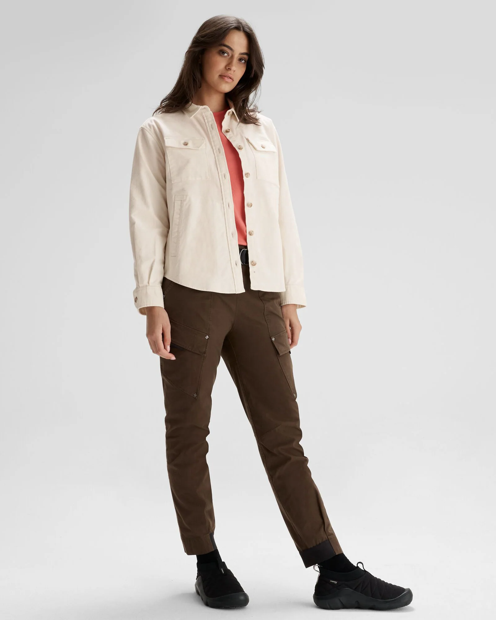 Chemise à manches longues Huntly en moleskine pour femme - Naturel – Image 2