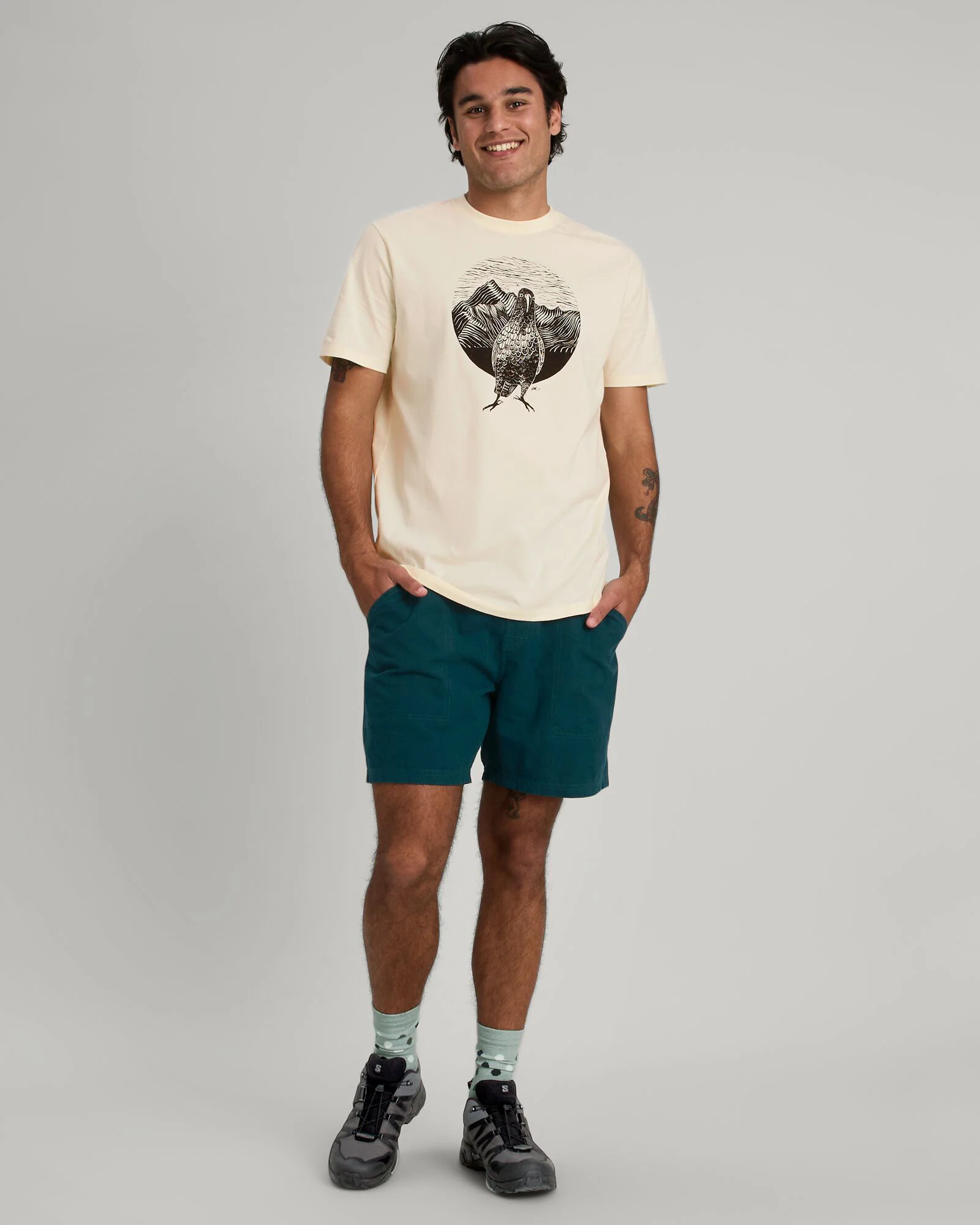 T-shirt en coton biologique Kea Calling pour homme - Naturel – Image 3