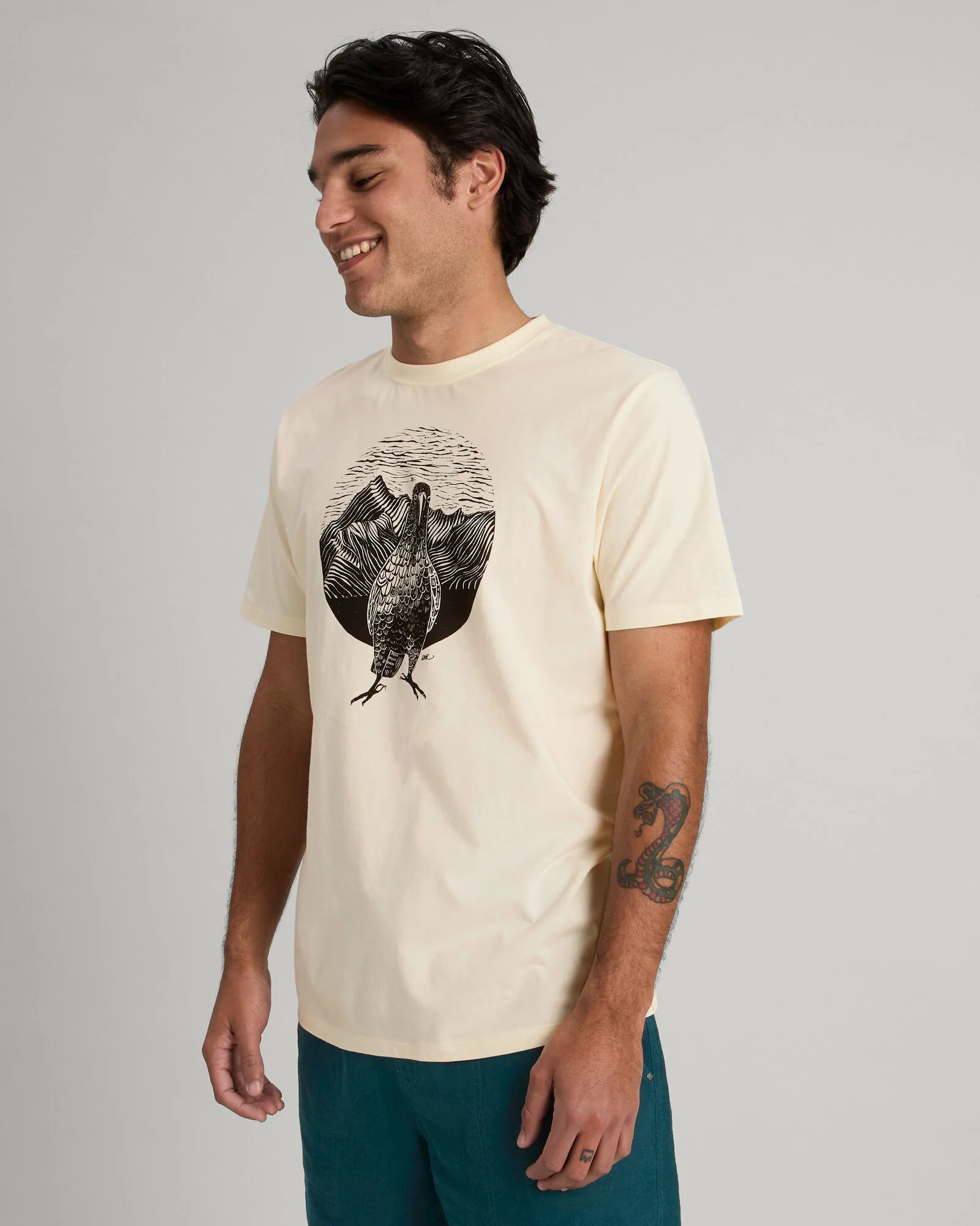 T-shirt en coton biologique Kea Calling pour homme - Naturel