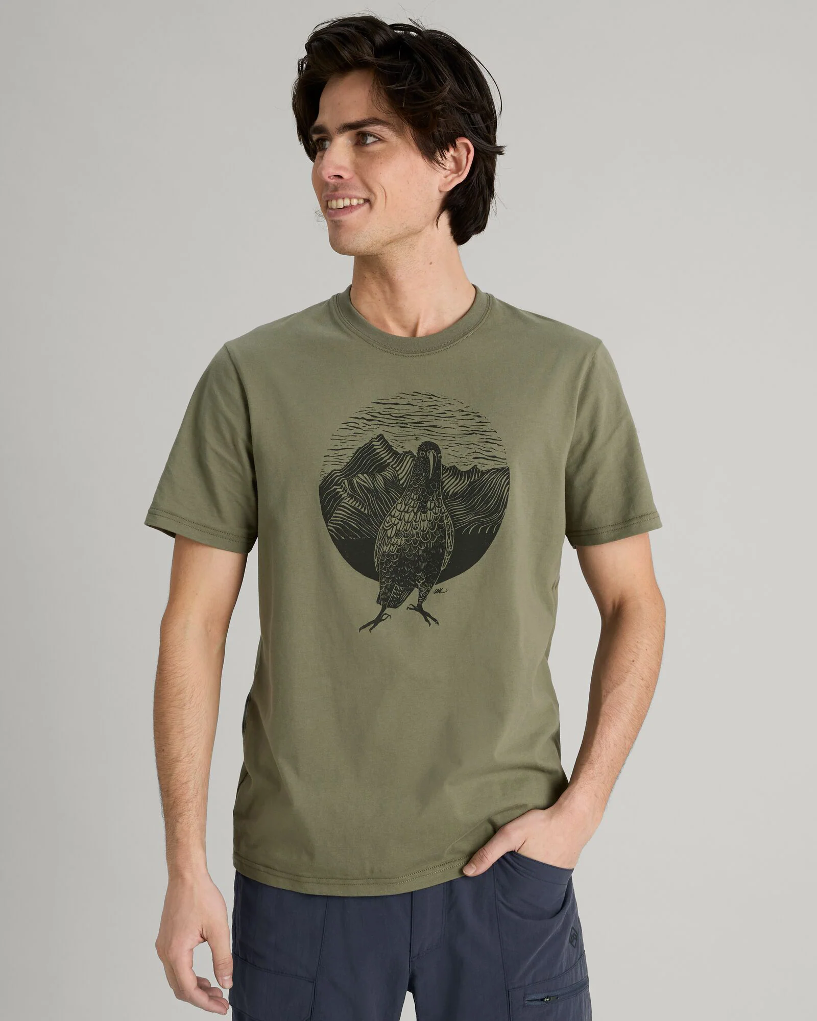 T-shirt en coton biologique Kea Calling pour homme - Vert Hêtre