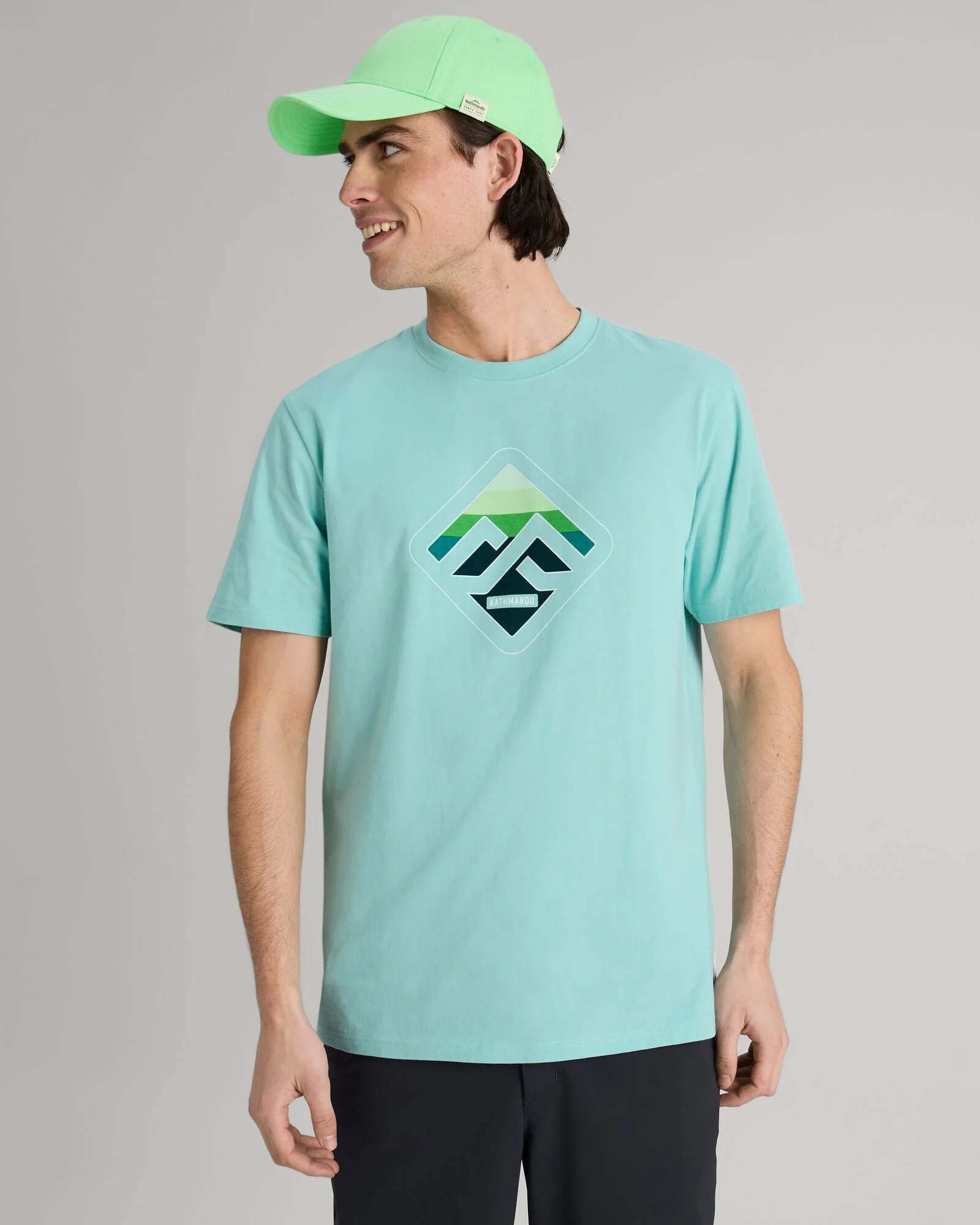 T-shirt en coton biologique Horizon Print pour homme - Vert Splash