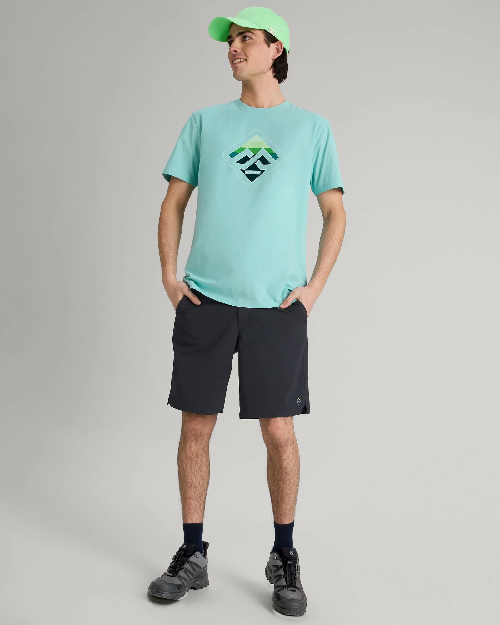 T-shirt en coton biologique Horizon Print pour homme - Vert Splash – Image 2