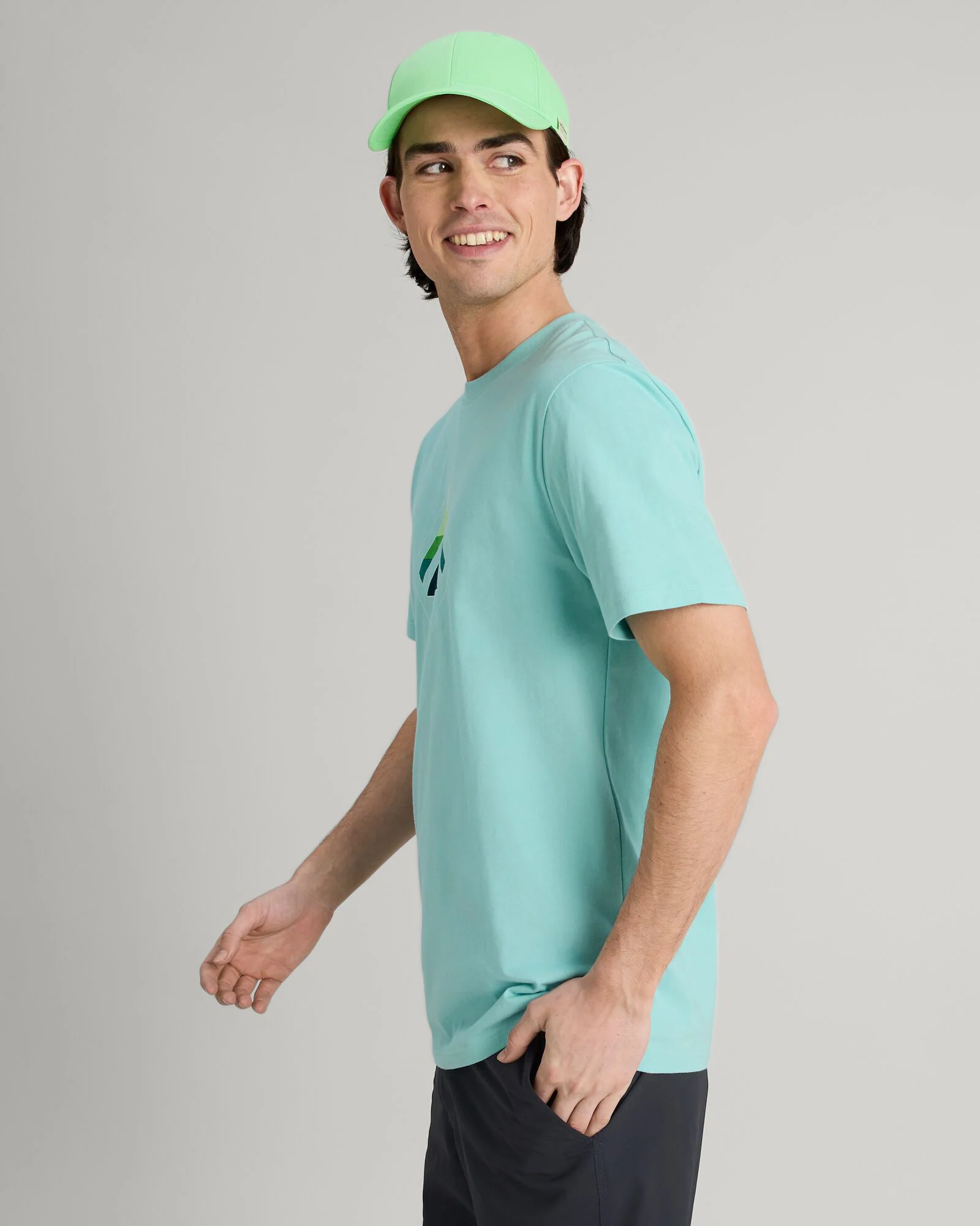 T-shirt en coton biologique Horizon Print pour homme - Vert Splash – Image 3