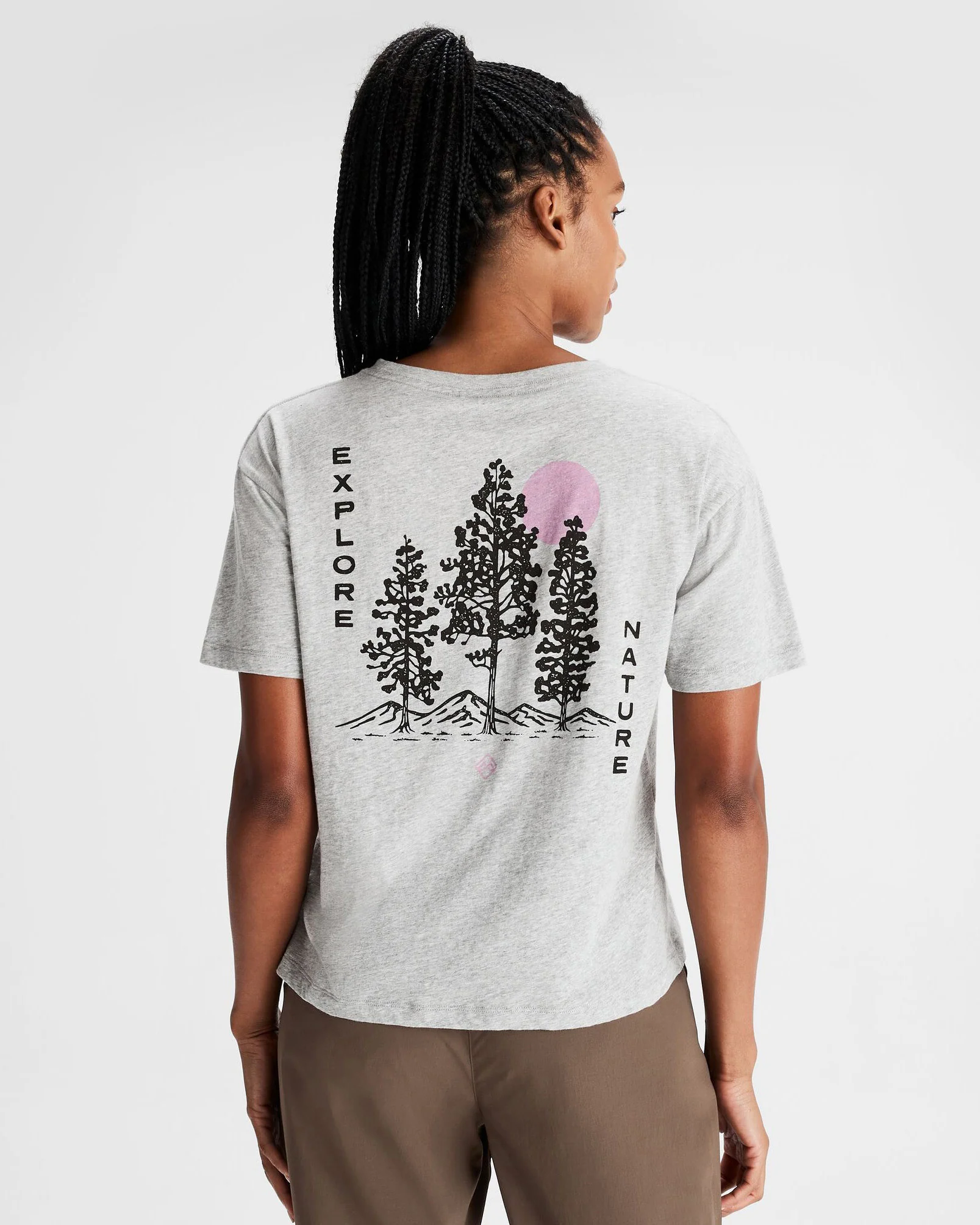 T-shirt en coton biologique Explore Nature pour femme - Gris clair chiné – Image 3