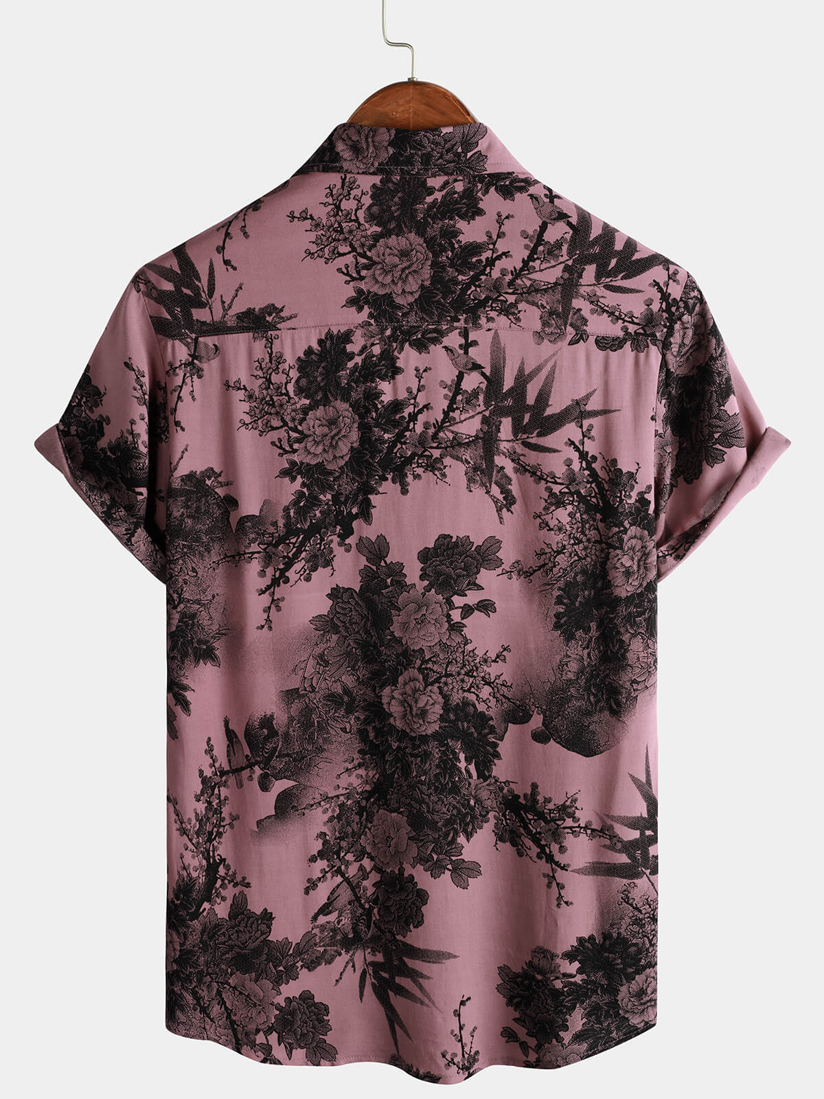 Lot de 2 | Chemises décontractées à manches courtes et boutons à motif floral rétro pour hommes – Image 9