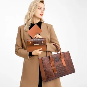 VOGALIA  sac à main femme 3 Pcs– Pochette + bandoulière + sac épaule