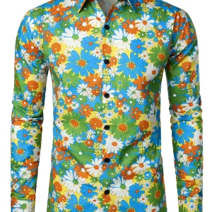 Chemise à manches longues imprimé floraux homme