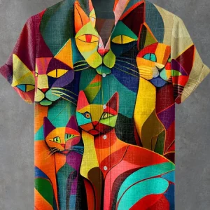 Cyril | Pièces Décontractées à Imprimé de Chat Vintage